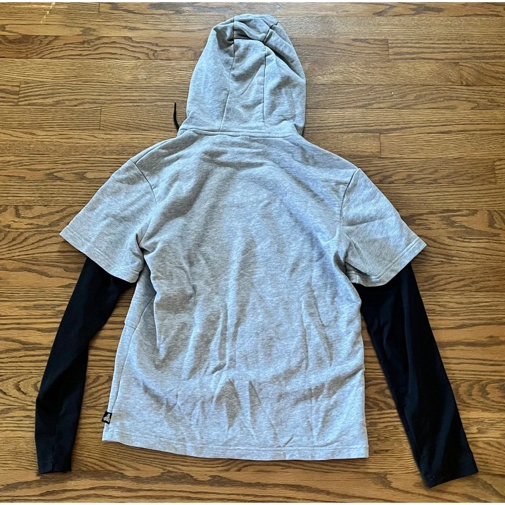 Adidas Sporting Kansas City MLS Layered Hoodie Gray Black Mens Small